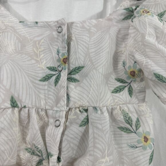 Unbranded Girls Floral Embroidered Summer Puff Sleeve Romper Size 9-12 Months - Picture 9 of 10